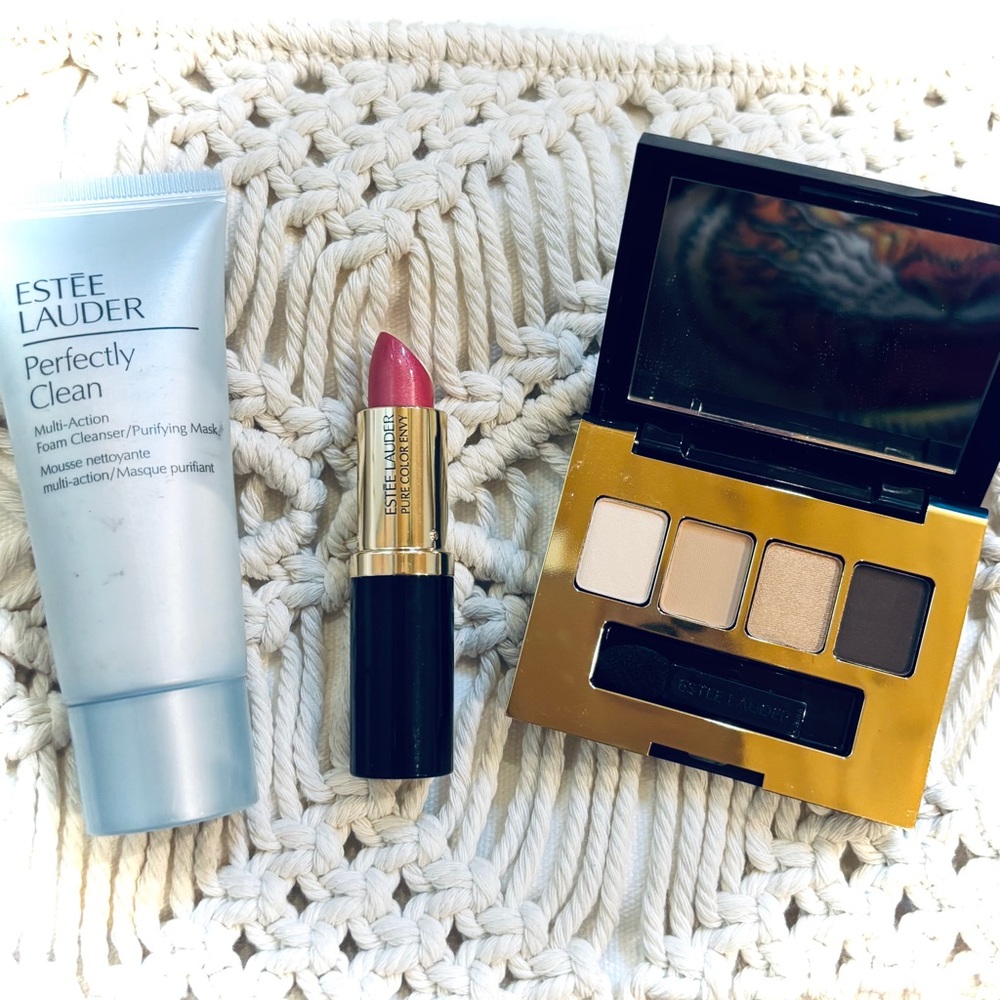 🆕 Estée Lauder BUNDLE of 3 Makeups & Remover Eyeshadow Lipstick
